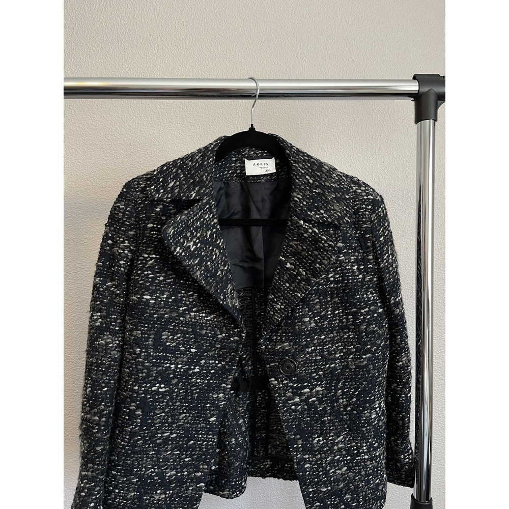 Akris Punto Blue & Gray Tweed Blazer w/ Snap Closure, SZ Small Quiet Luxury‎
